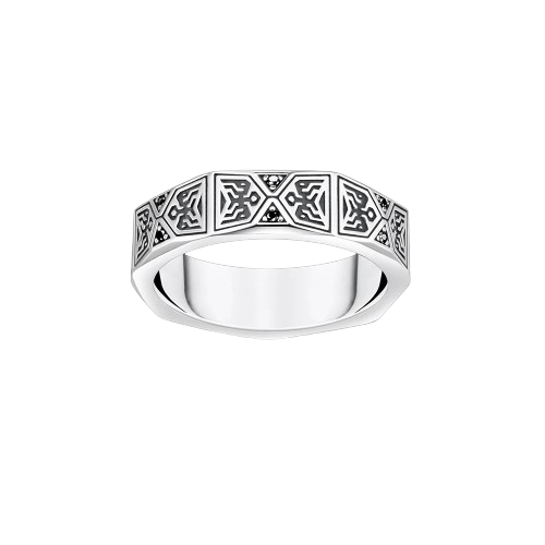 ANEL MASCULINO AMPULHETA FACETADO EM PRATA ESTELINA 925
