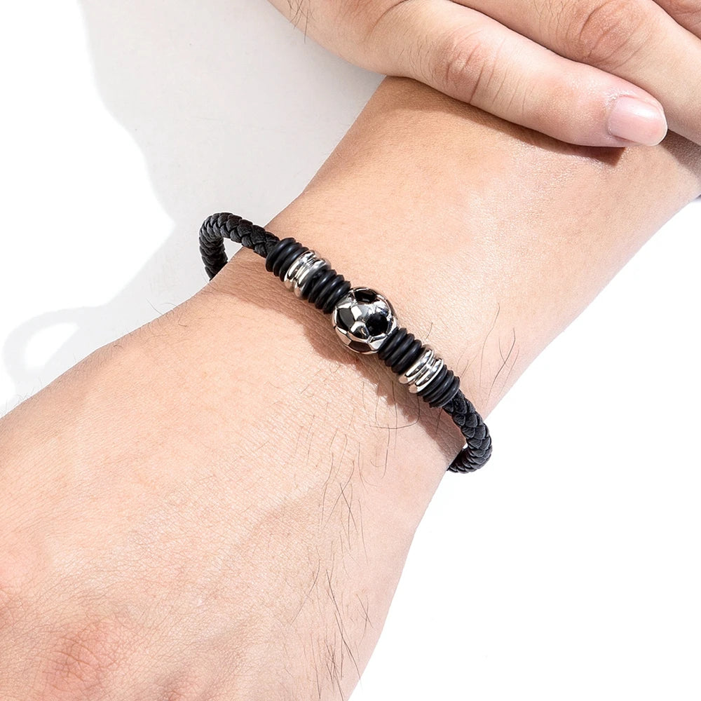 PULSEIRA DE COURO GENUÍNO FUTEBOL