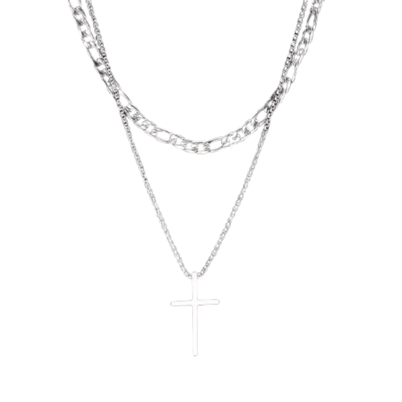 Colar Cruz de aço