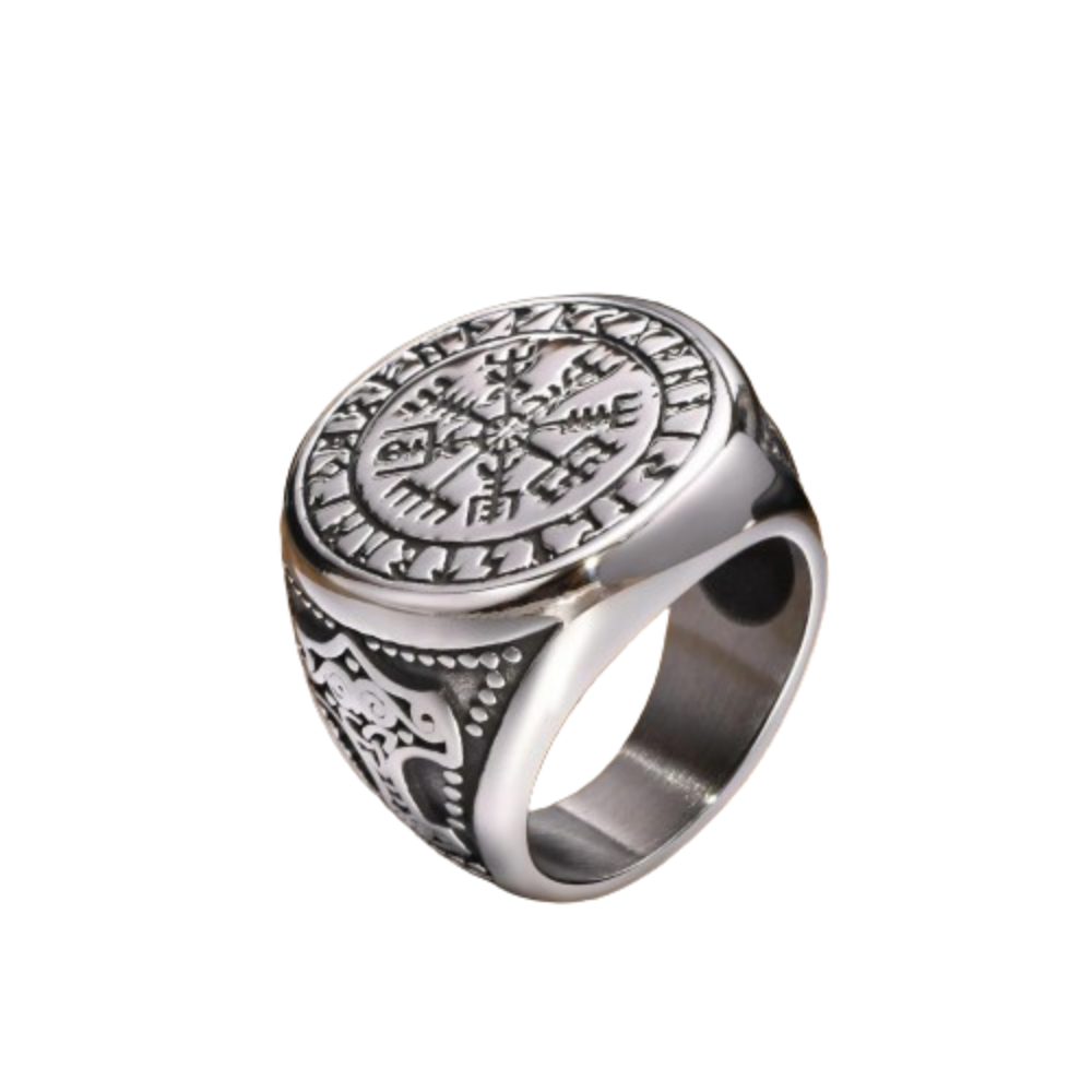 ANEL MASCULINO RUNAS VIKING EM AÇO INOXIDÁVEL