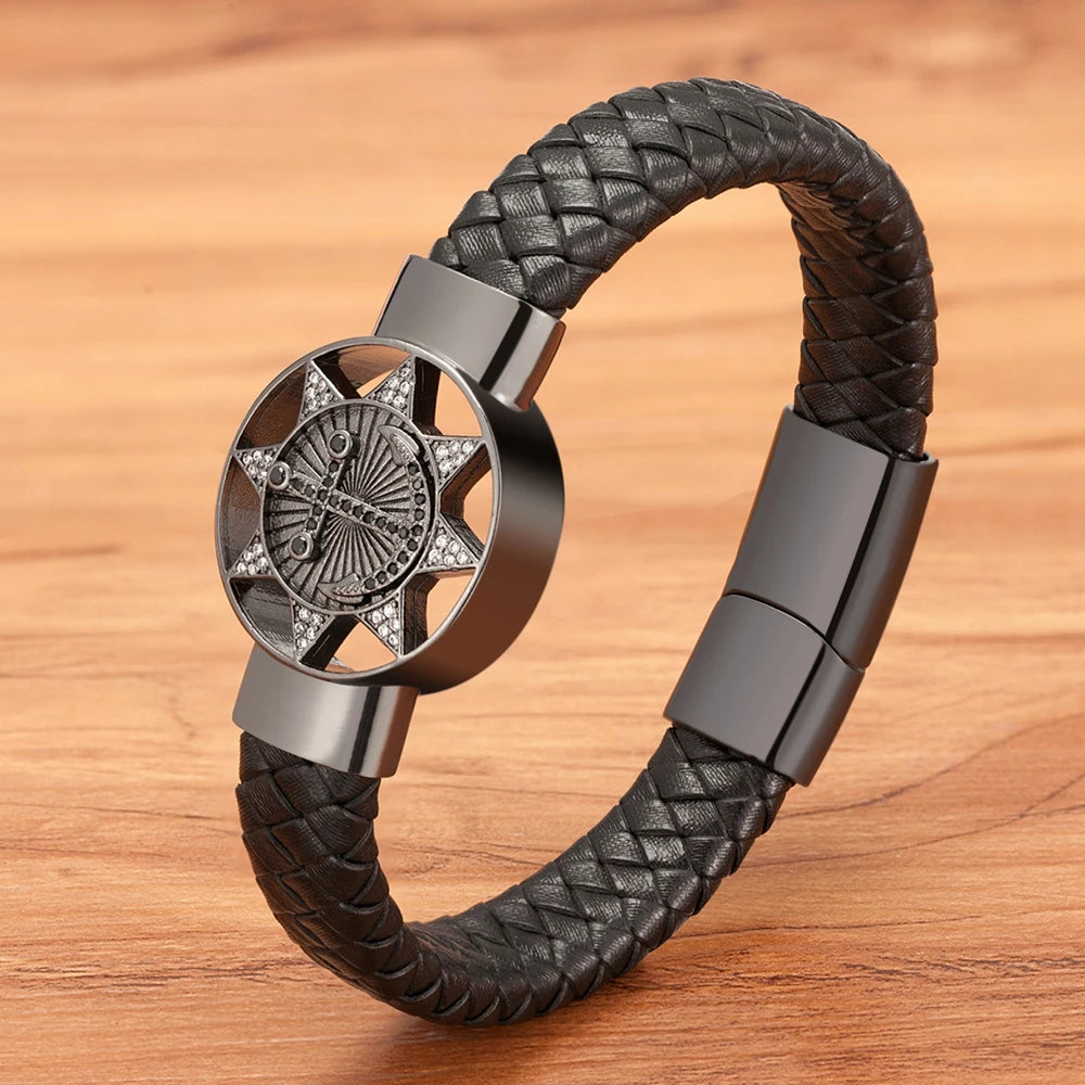 PULSEIRA MASCULINA ENRY EM COURO TRANÇADO