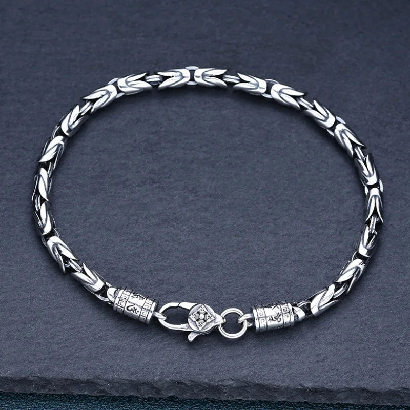 PULSEIRA MASCULINA MANTRA EM PRATA ESTERLINA 925