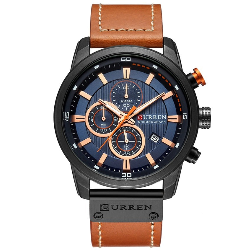 Relógio Pulseira de couro Masculino Sport Curren