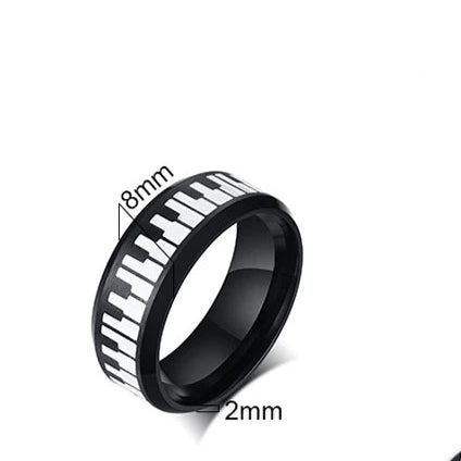 ANEL UNISEX PIANO EM AÇO INOXIDÁVEL