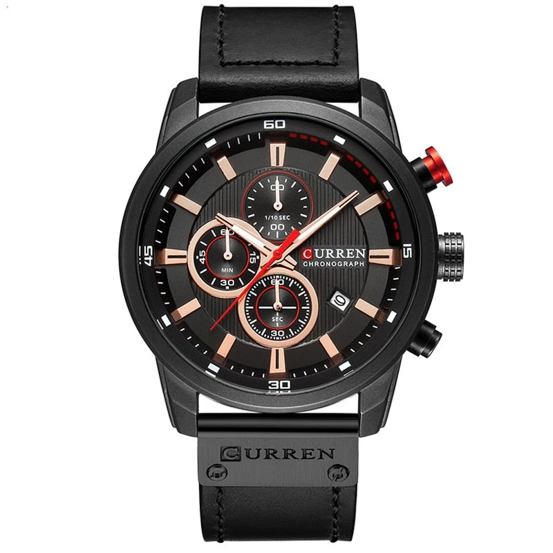Relógio Pulseira de couro Masculino Sport Curren
