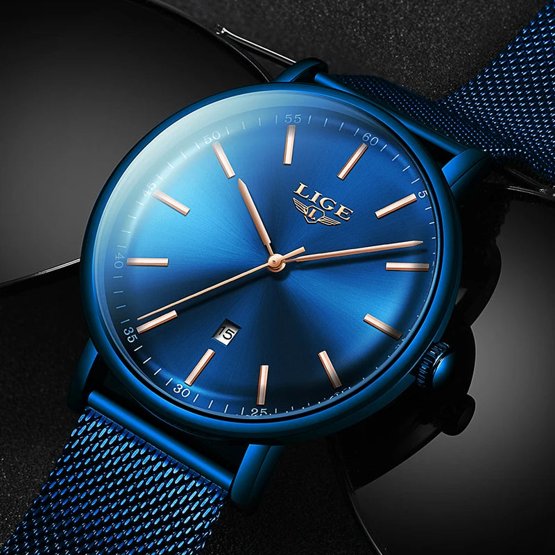 Relógio pulseira de aço unisex Lige