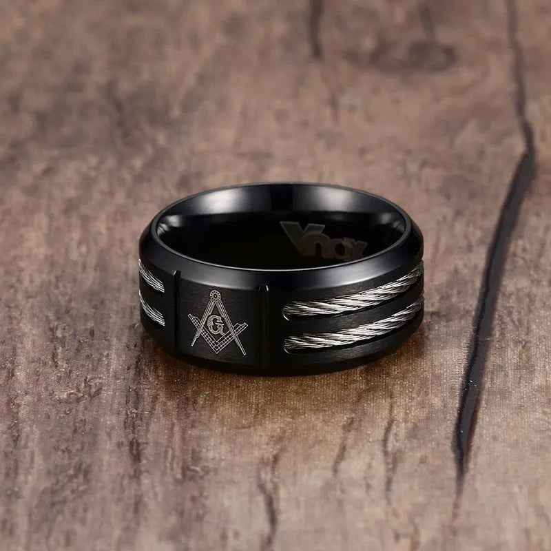 ANEL MASCULINO DA MAÇONARIA EM AÇO INOXIDÁVEL316L