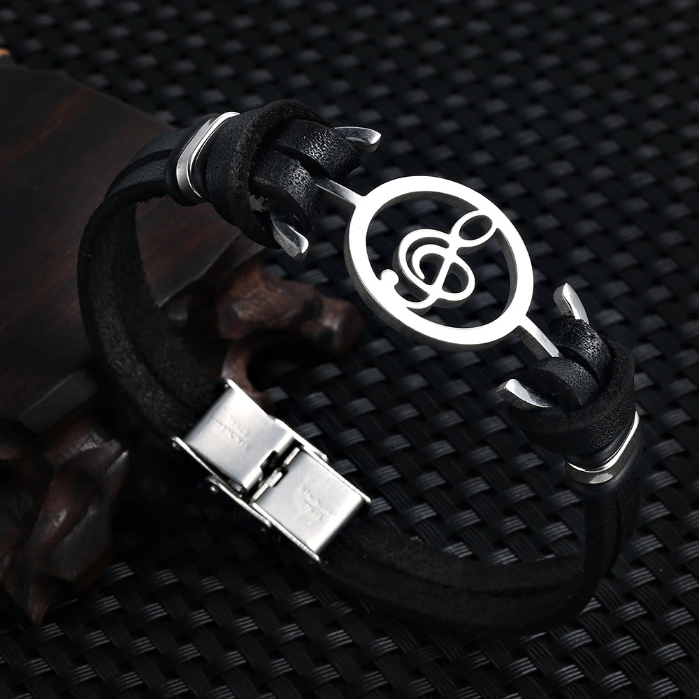 Pulseira de couro Clave de sol