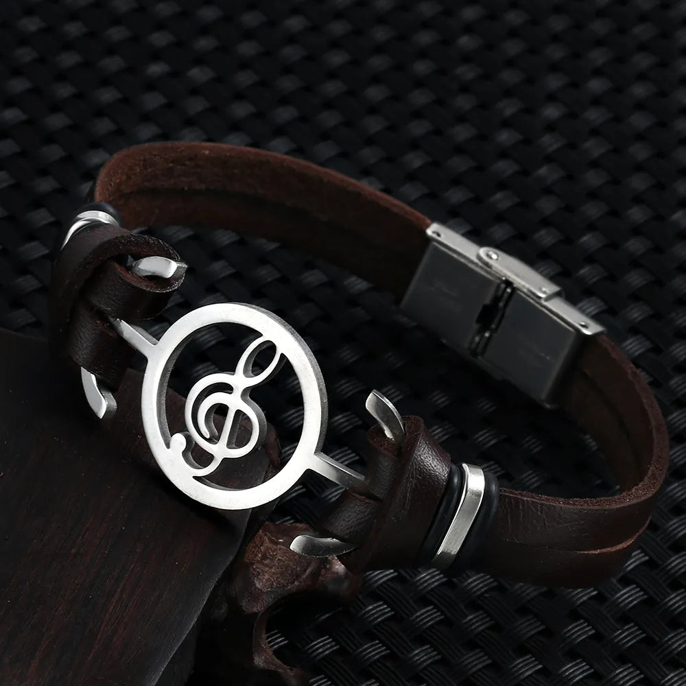 Pulseira de couro Clave de sol
