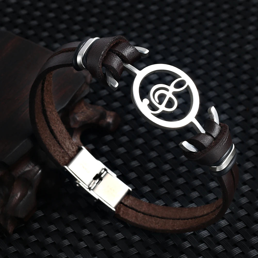 Pulseira de couro Clave de sol