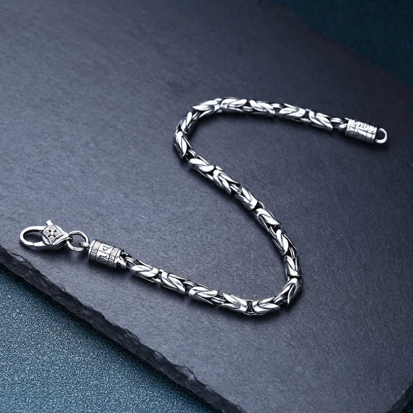 PULSEIRA MASCULINA MANTRA EM PRATA ESTERLINA 925