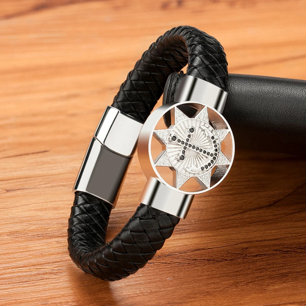 PULSEIRA MASCULINA ENRY EM COURO TRANÇADO