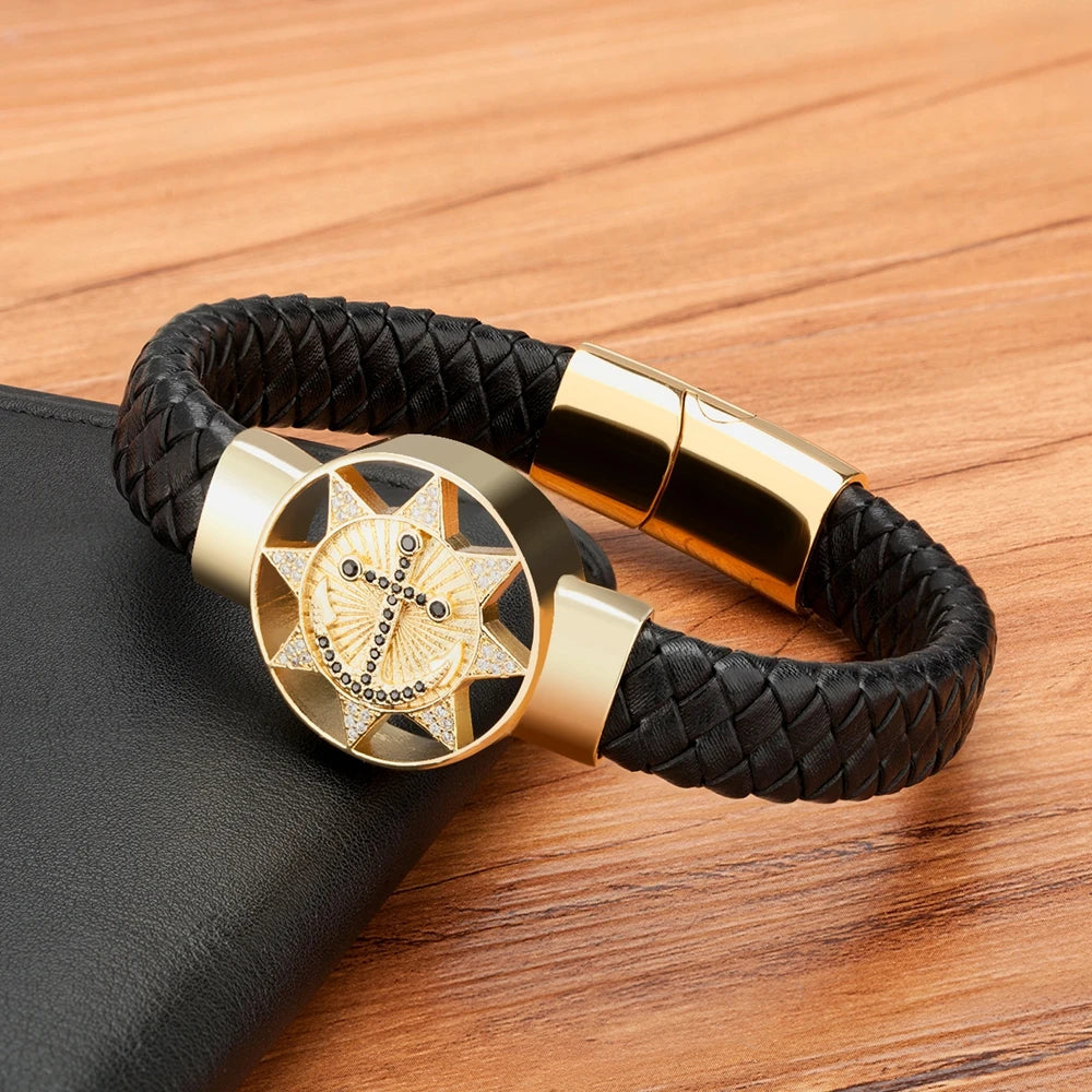 PULSEIRA MASCULINA ENRY EM COURO TRANÇADO