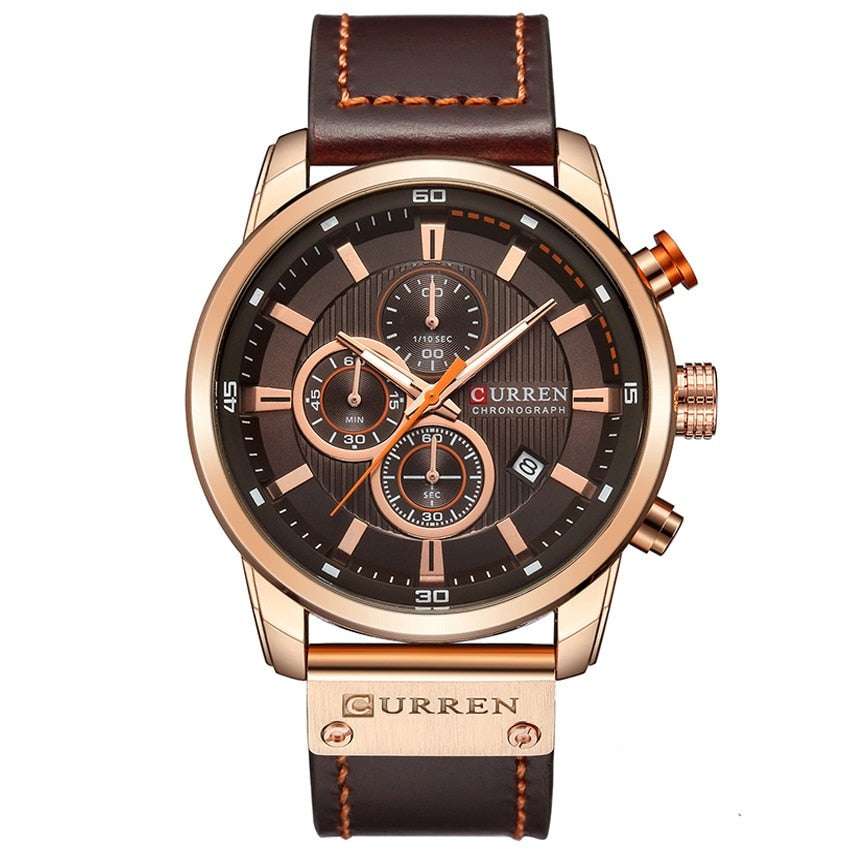 Relógio Pulseira de couro Masculino Sport Curren