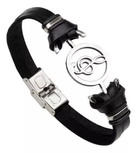 Pulseira de couro Clave de sol