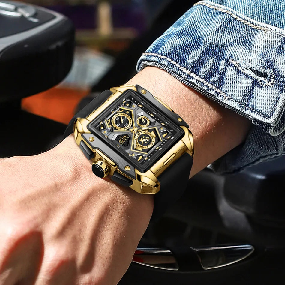 Relógio masculino pulseira de silicone luxo LIGE