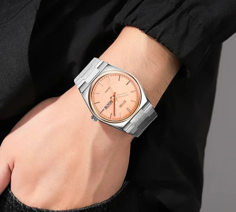 RELÓGIO MASCULINO COM PULSEIRA DE AÇO INOXIDÁVEL SIMY