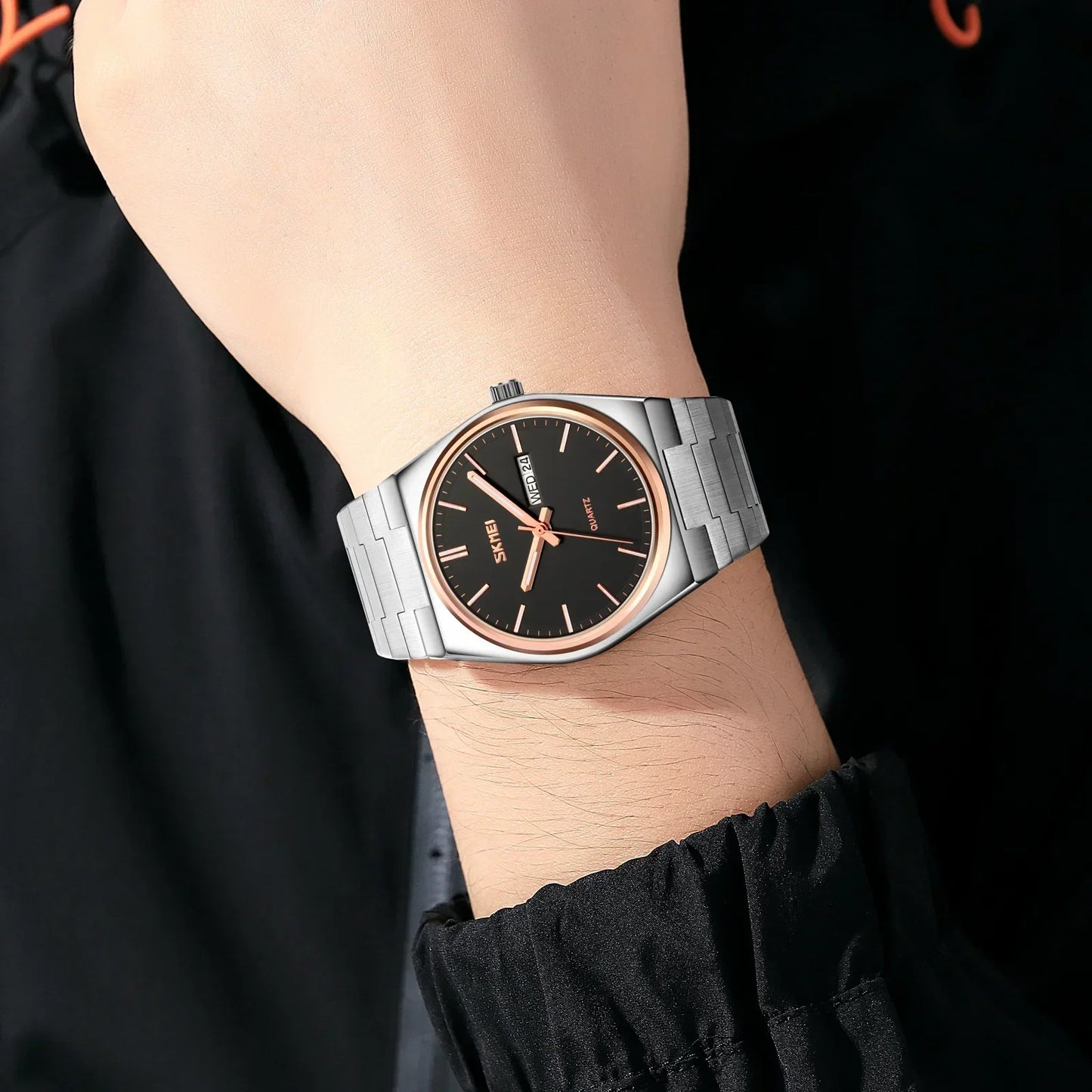 RELÓGIO MASCULINO COM PULSEIRA DE AÇO INOXIDÁVEL SIMY