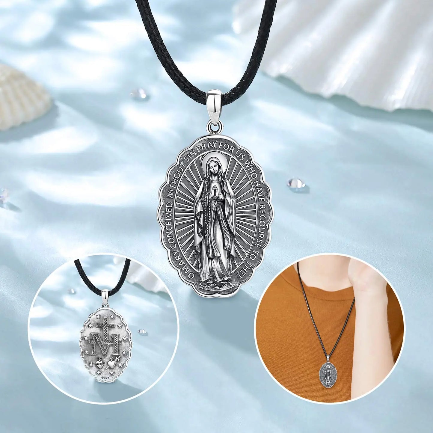 COLAR VIRGEM MARIA EM PRATA ESTERLINA 925