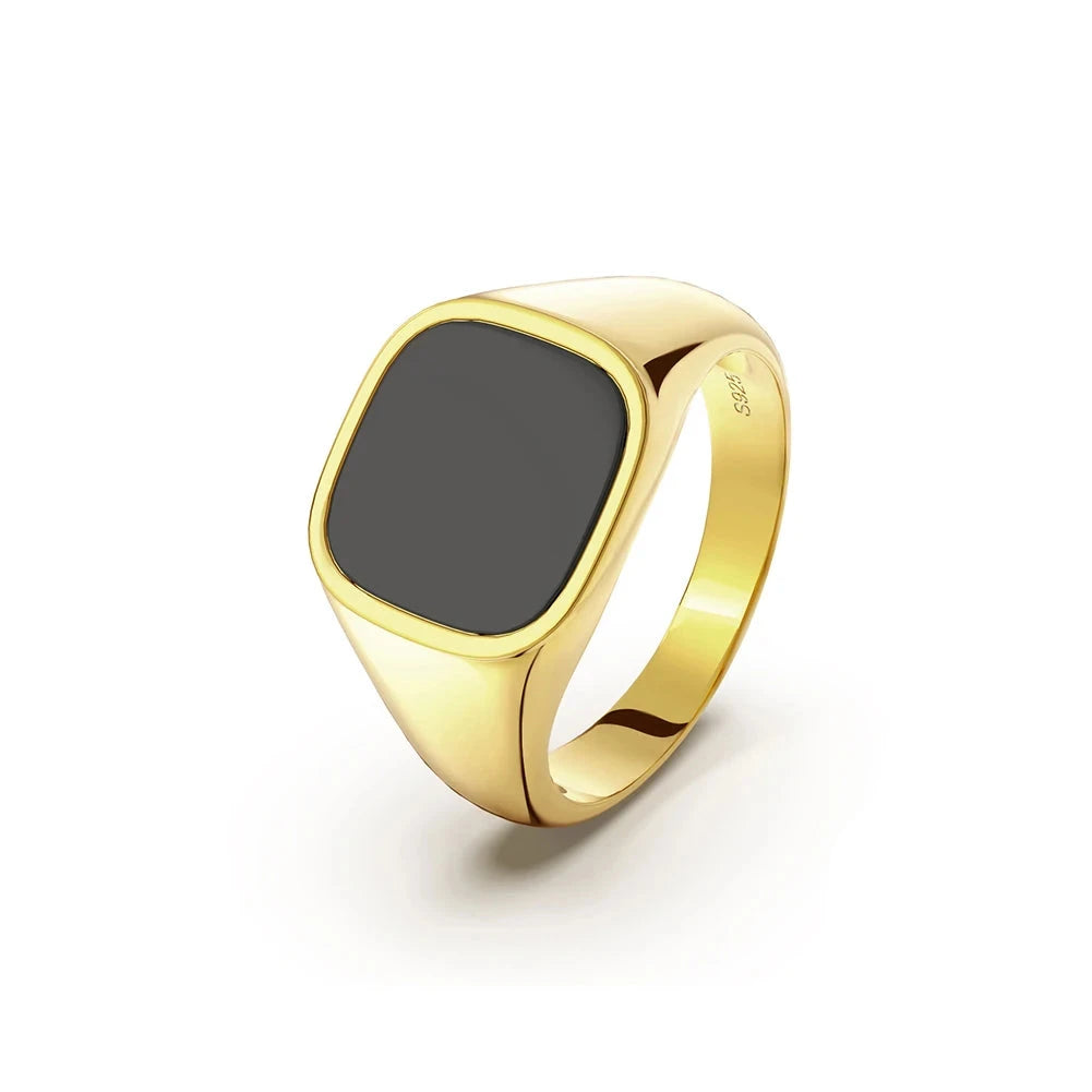 ANEL EM PRATA 925 COM BANHO DE OURO AMARELO 18K E PEDRA ÁGATA