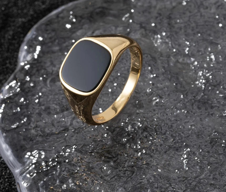 ANEL EM PRATA 925 COM BANHO DE OURO AMARELO 18K E PEDRA ÁGATA