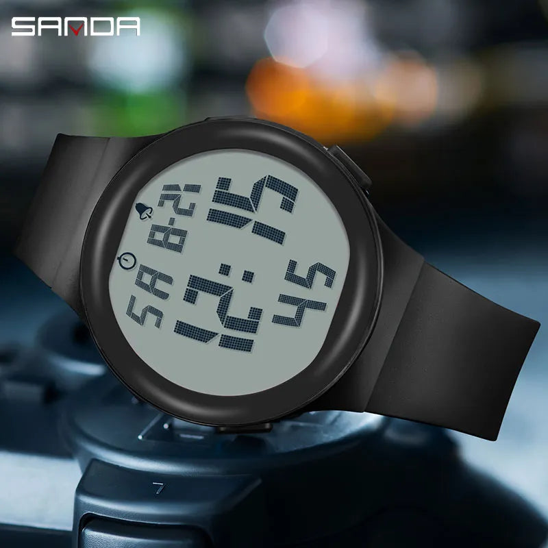 Relógio número grande pulseira de silicone SANDA