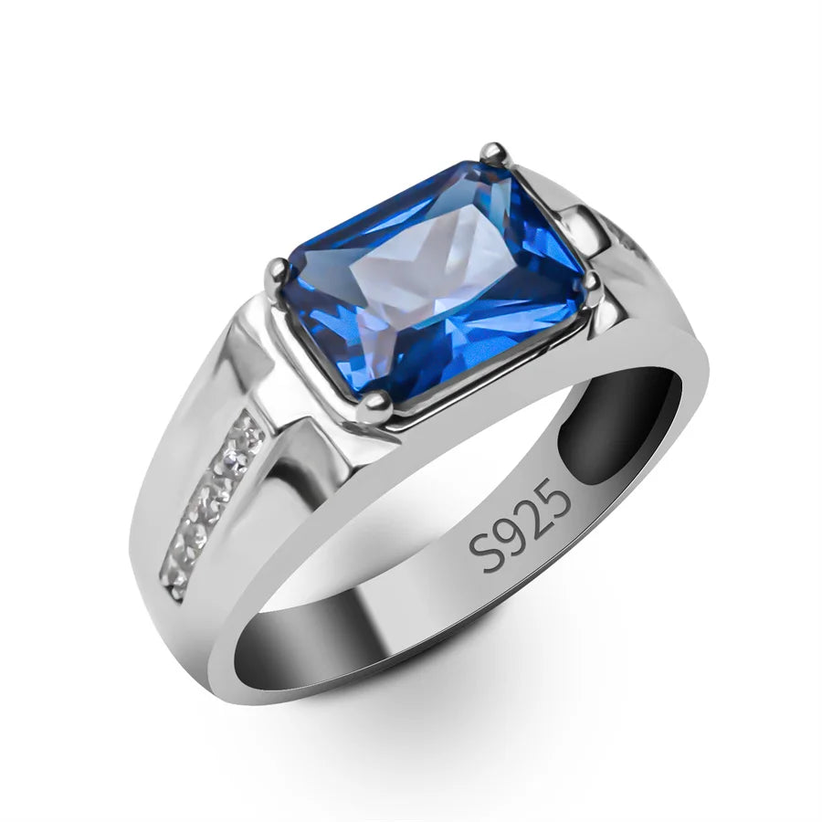 ANEL MASCULINO DE PRATA ESTELINA 925 COM PEDRA VERDE