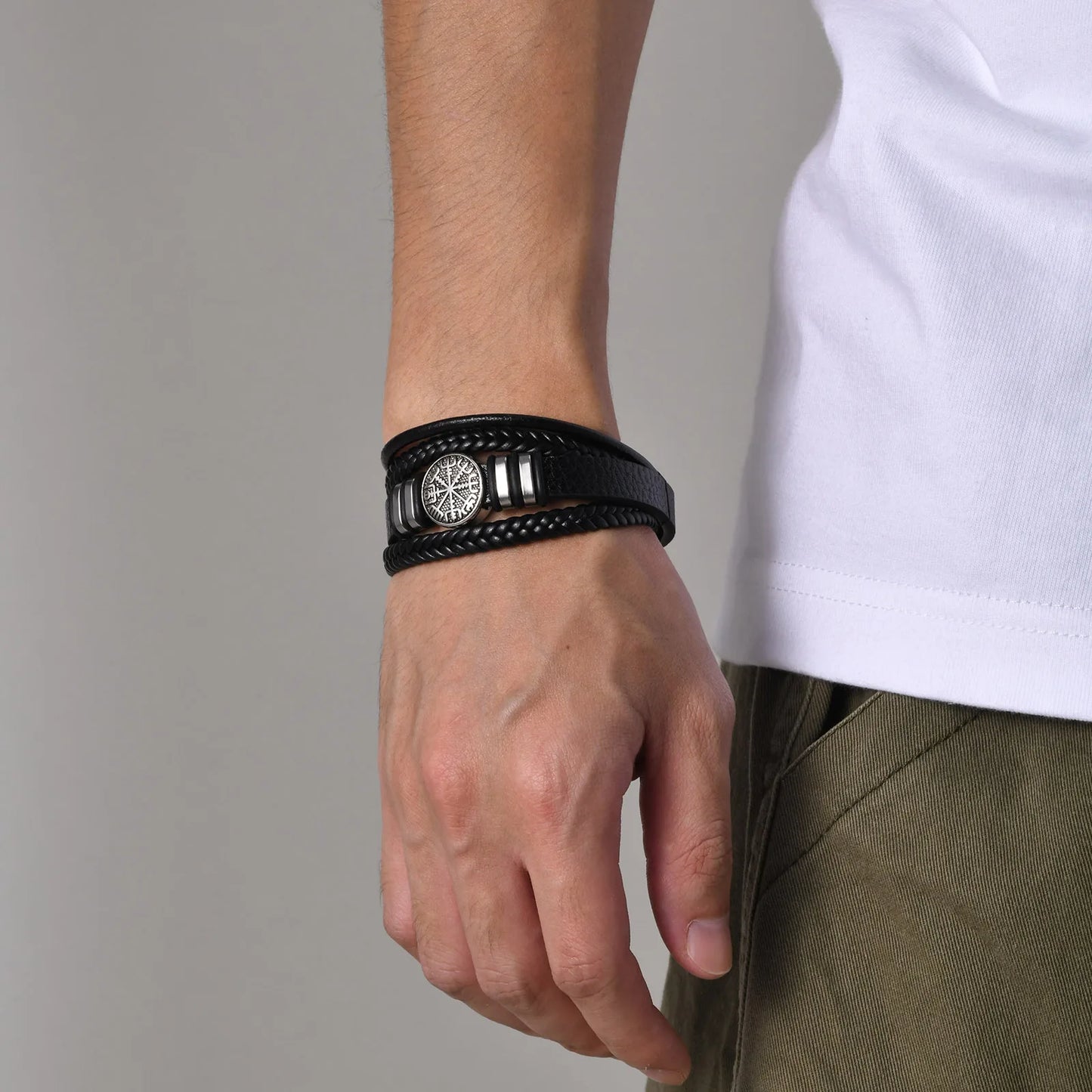 PULSEIRA VIKING NÓRDICO EM COURO