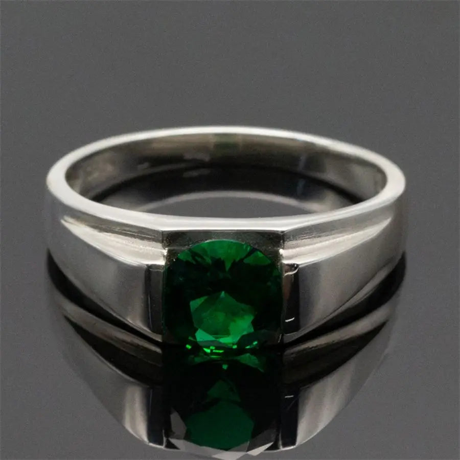 ANEL PEDRA VERDE ZIRCÃO EM PRATA ESTERLINA