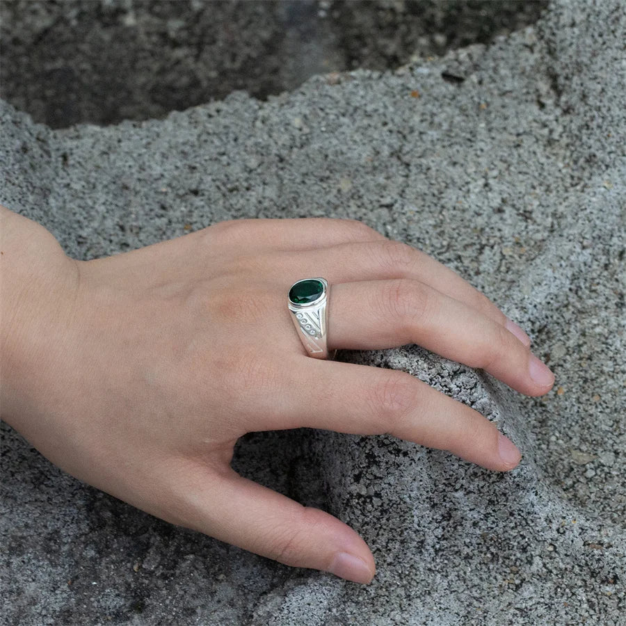 ANEL PEDRA ZIRCÔNIA VERDE EM PRATA