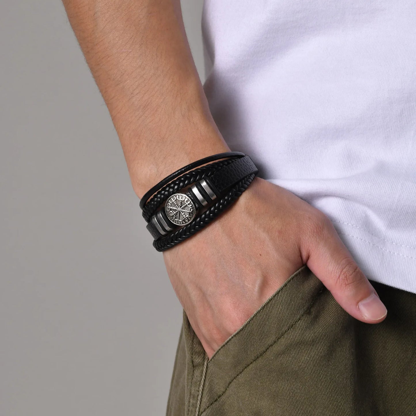 PULSEIRA VIKING NÓRDICO EM COURO