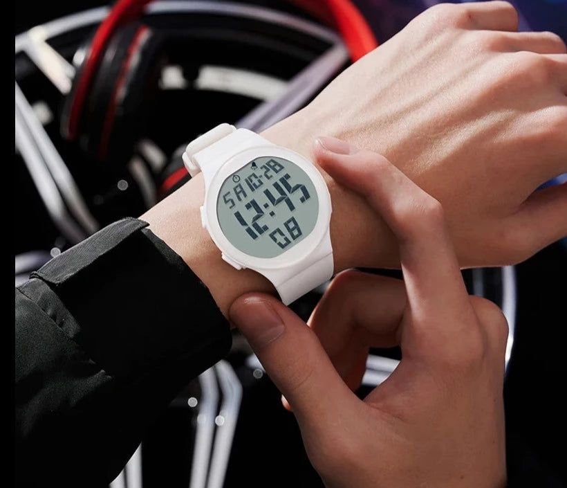 Relógio número grande pulseira de silicone SANDA