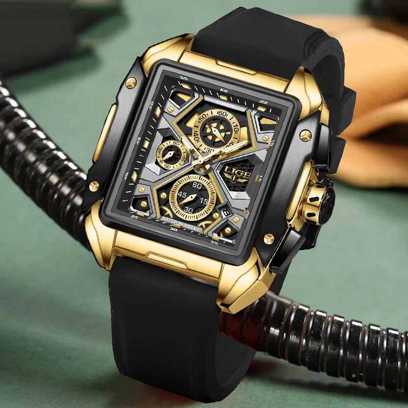 Relógio masculino pulseira de silicone luxo LIGE