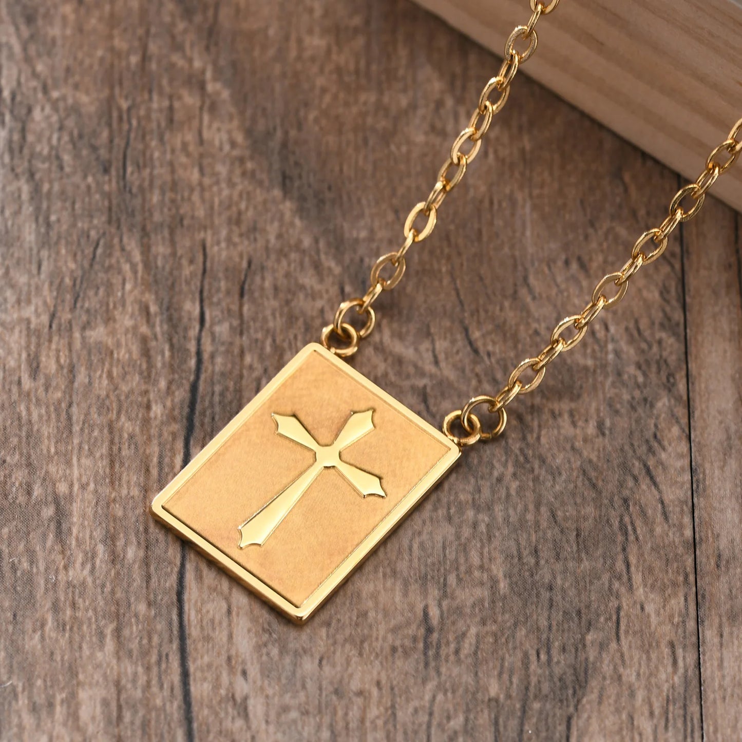 Escapulário masculino Cruz de aço