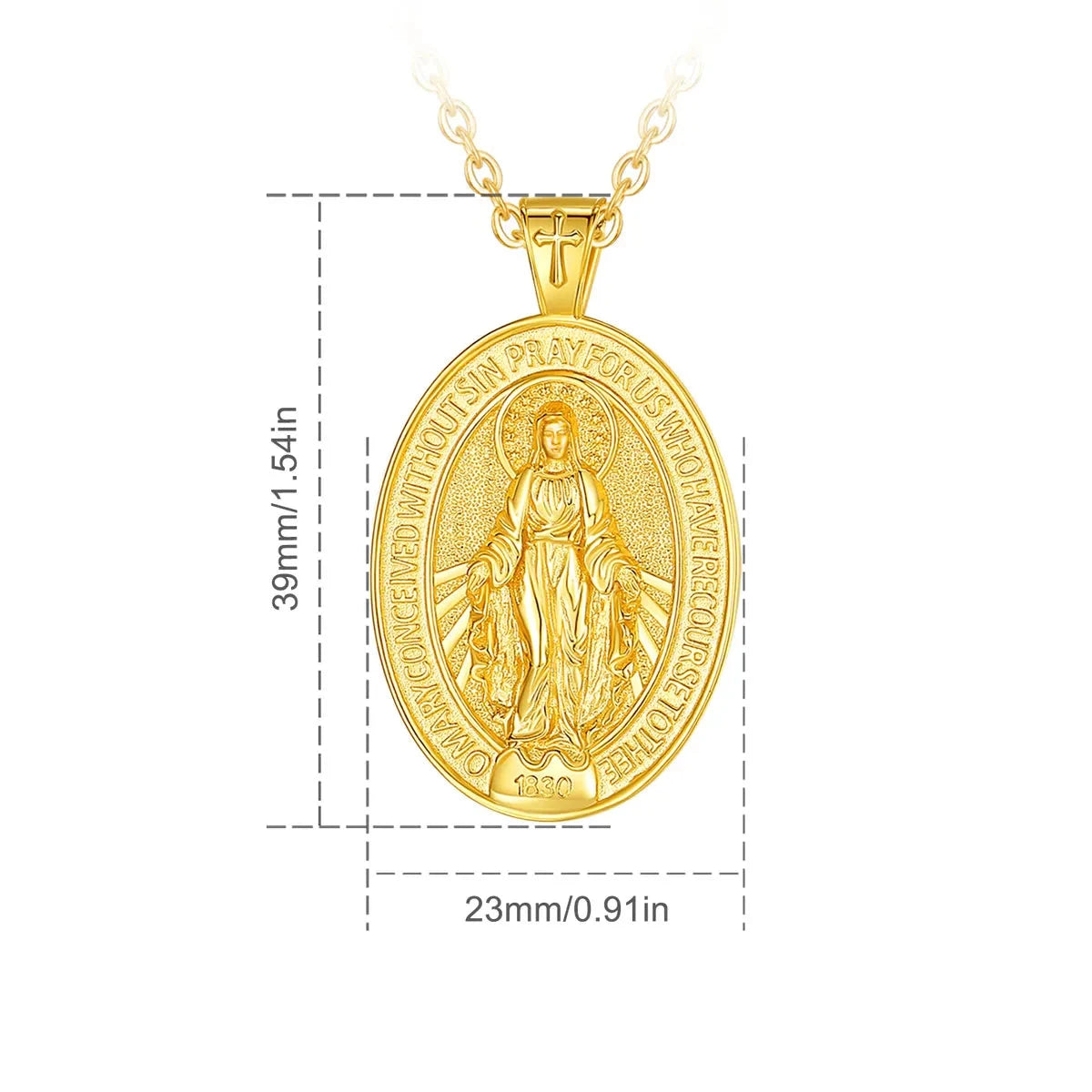 COLAR VIRGEM MARIA EM PRATA ESTLINA 925 COM BANHO DE OURO 18K