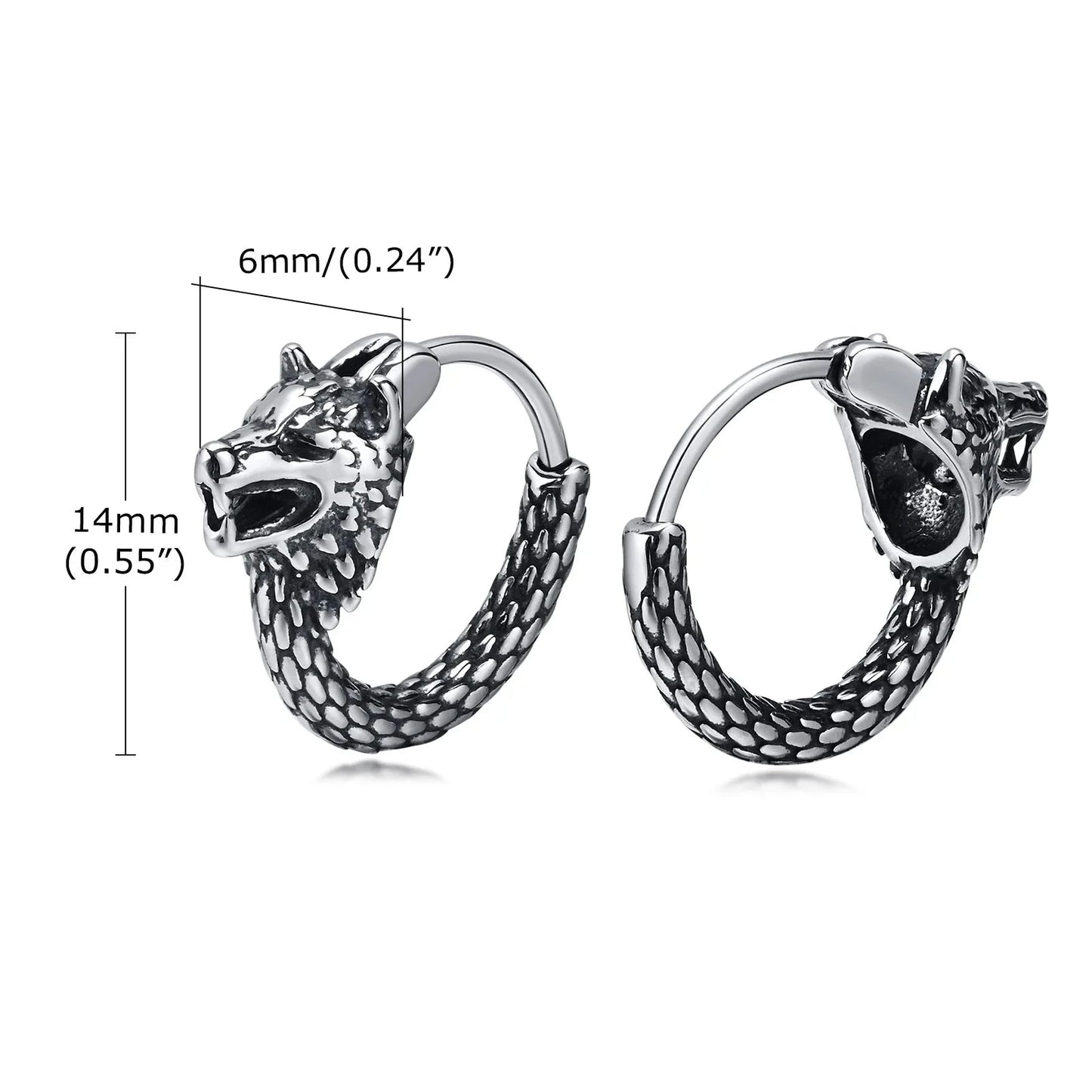 BRINCO MASCULINO LOBO EM AÇO INOXIDÁVEL