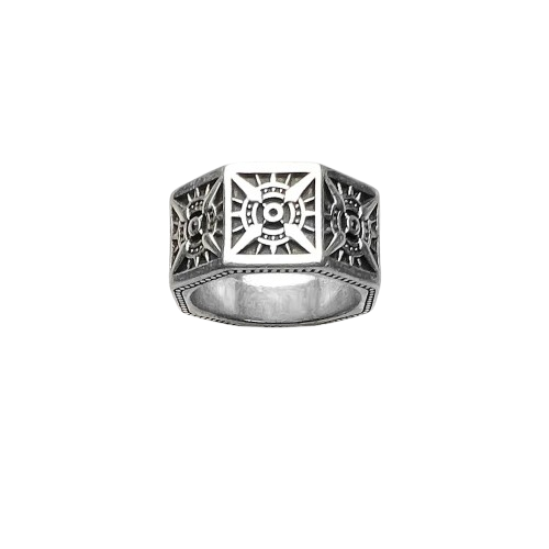 ANEL MASCULINO EM PRATA ESTERLINA 925 BÚSSOLA
