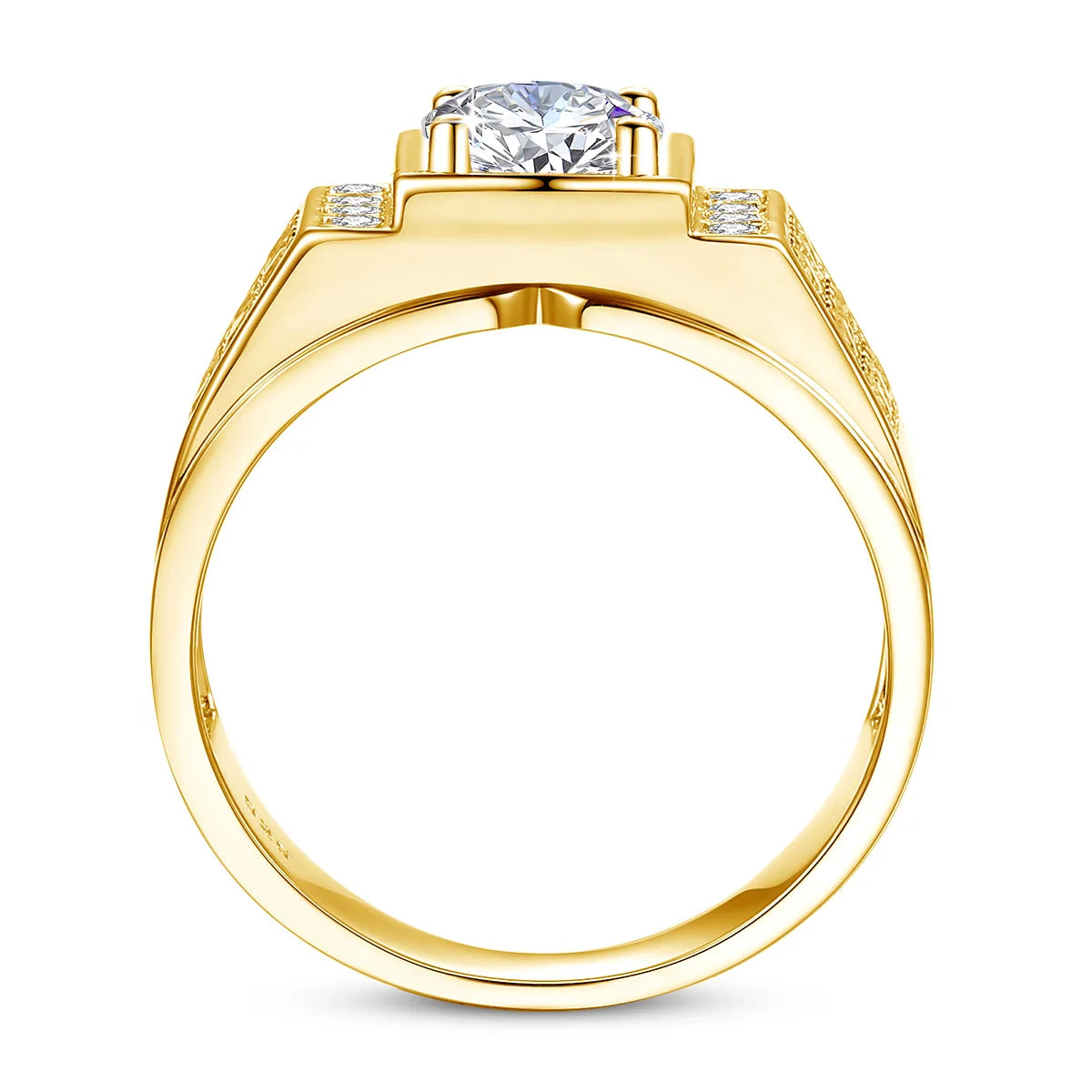 ANEL MASCULINO ZAYON EM PRATA ESTERLINA 925 COM BANHO DE OURO E PEDRA MOISSANITE