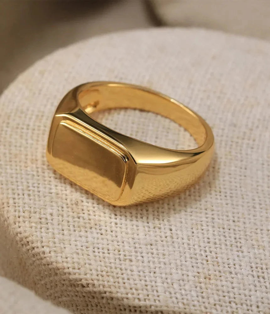 ANEL MASCULINO HILMON EM PRATA ESTERLINA COM BANHO DE OURO 18K