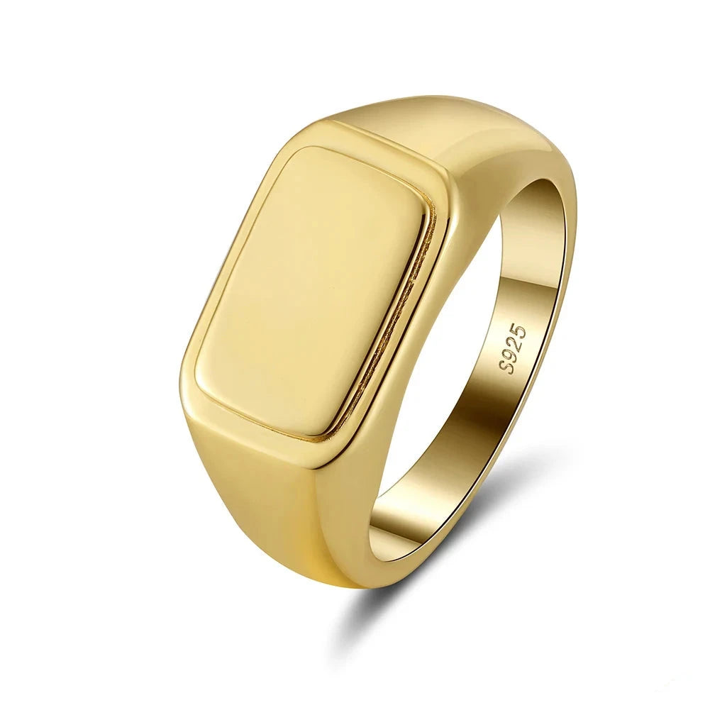 ANEL MASCULINO HILMON EM PRATA ESTERLINA COM BANHO DE OURO 18K