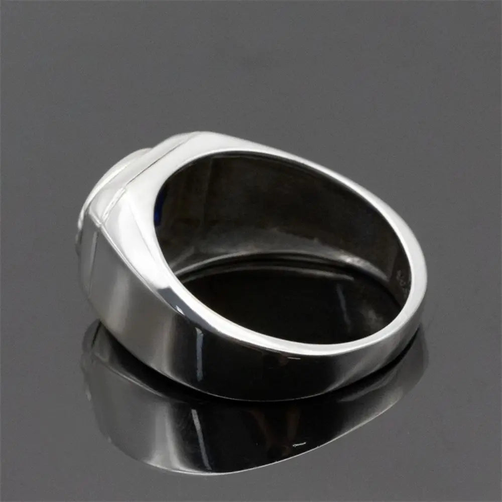 ANEL MASCULINO EM PRATA ESTERLINA 925 COM PEDRA AZUL ZIRCÔNIA