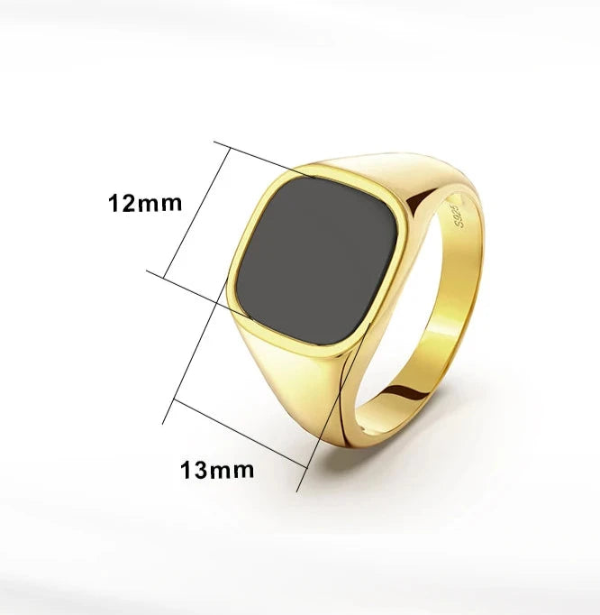 ANEL EM PRATA 925 COM BANHO DE OURO AMARELO 18K E PEDRA ÁGATA