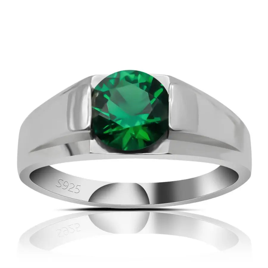 ANEL PEDRA VERDE ZIRCÃO EM PRATA ESTERLINA