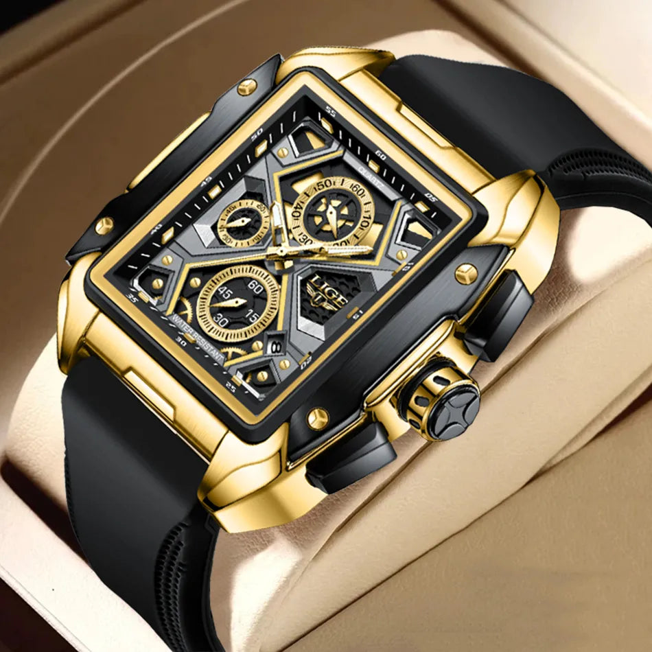 Relógio masculino pulseira de silicone luxo LIGE