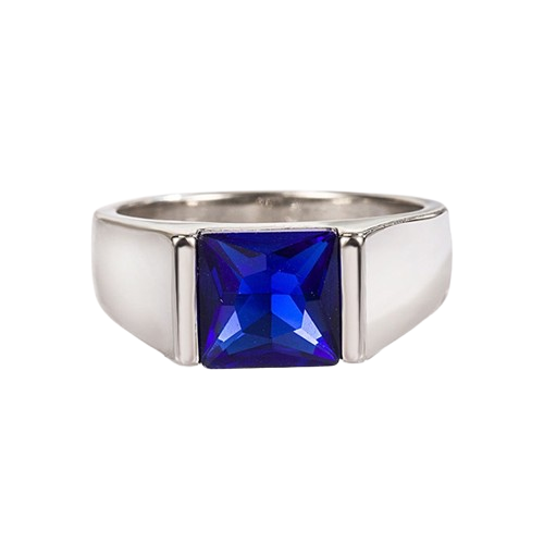 ANEL EM PRATA ESTERLINA 925 COM PEDRA AZUL NATURAL ZIRCÃO