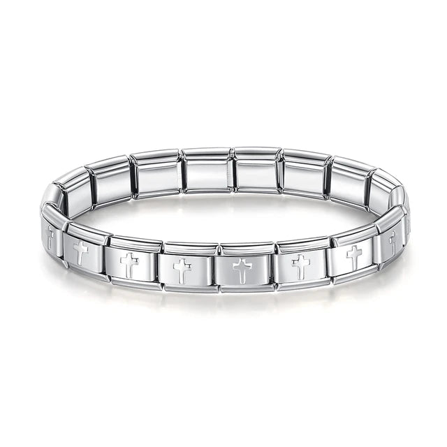 Pulseira com Cruz - em aço inoxidável