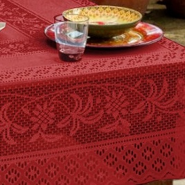 Toalha De Mesa de Renda Decoração Coqueiro Vermelha