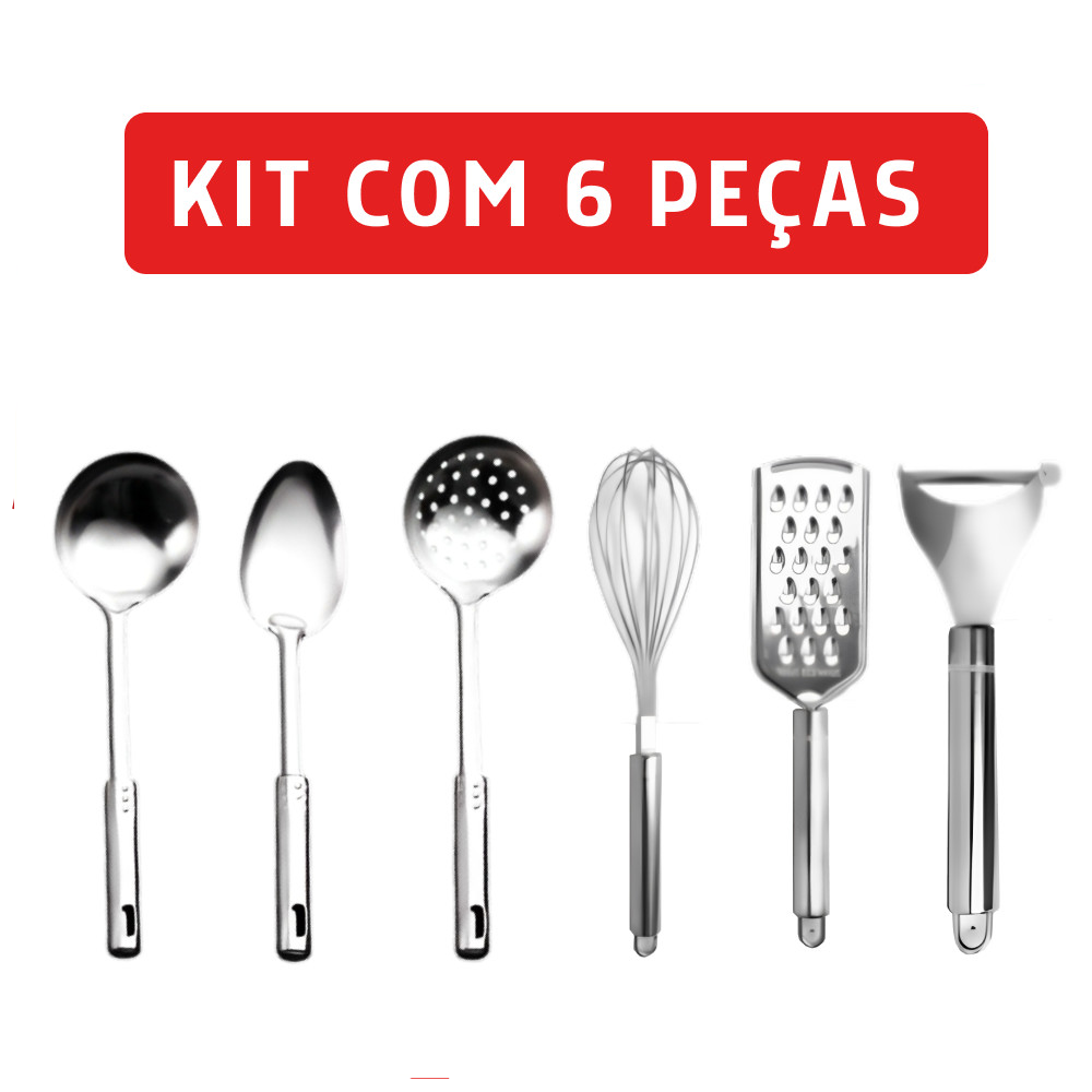 KIT 6 PEÇAS DE INOX PARA COZINHA