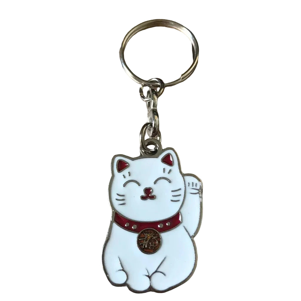 Chaveiro Gato Da Sorte Maneki Neko em metal.