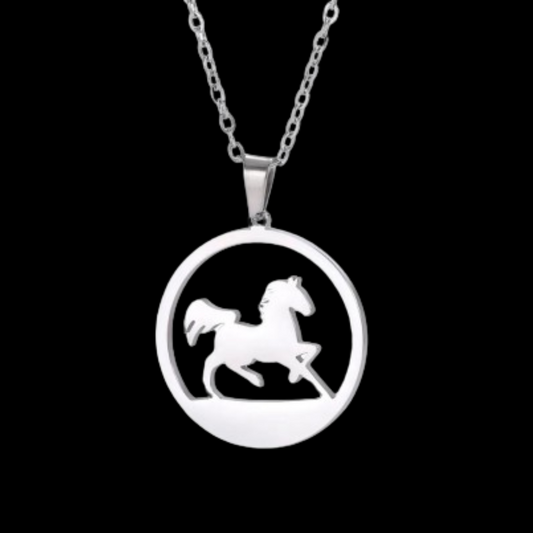 Colar de aço inoxidável cavalos